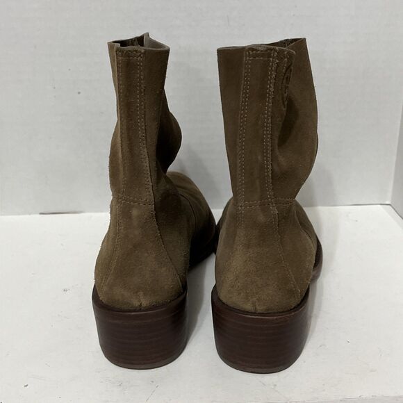 Tory Burch Sienna River Rock Embossed Logo Suede Leather Ankle Boots 7.5M - Picture 5 of 9